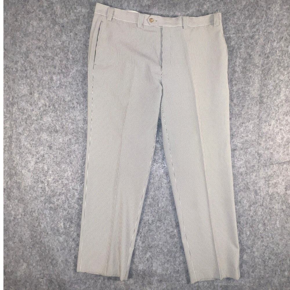 Lauren Ralph Lauren Mens Pinstripe Seersucker Dress Pants Blue White 38x30